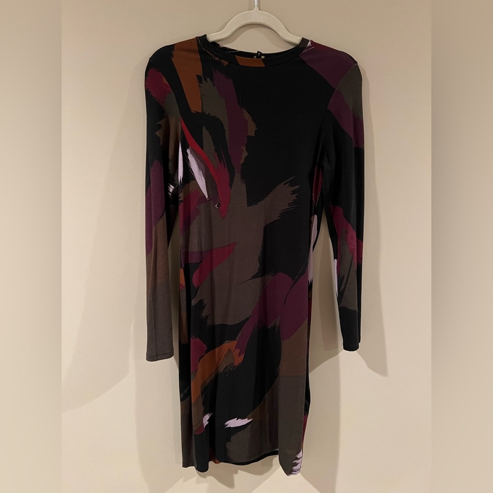 Abstract Print Long Sleeve Dress